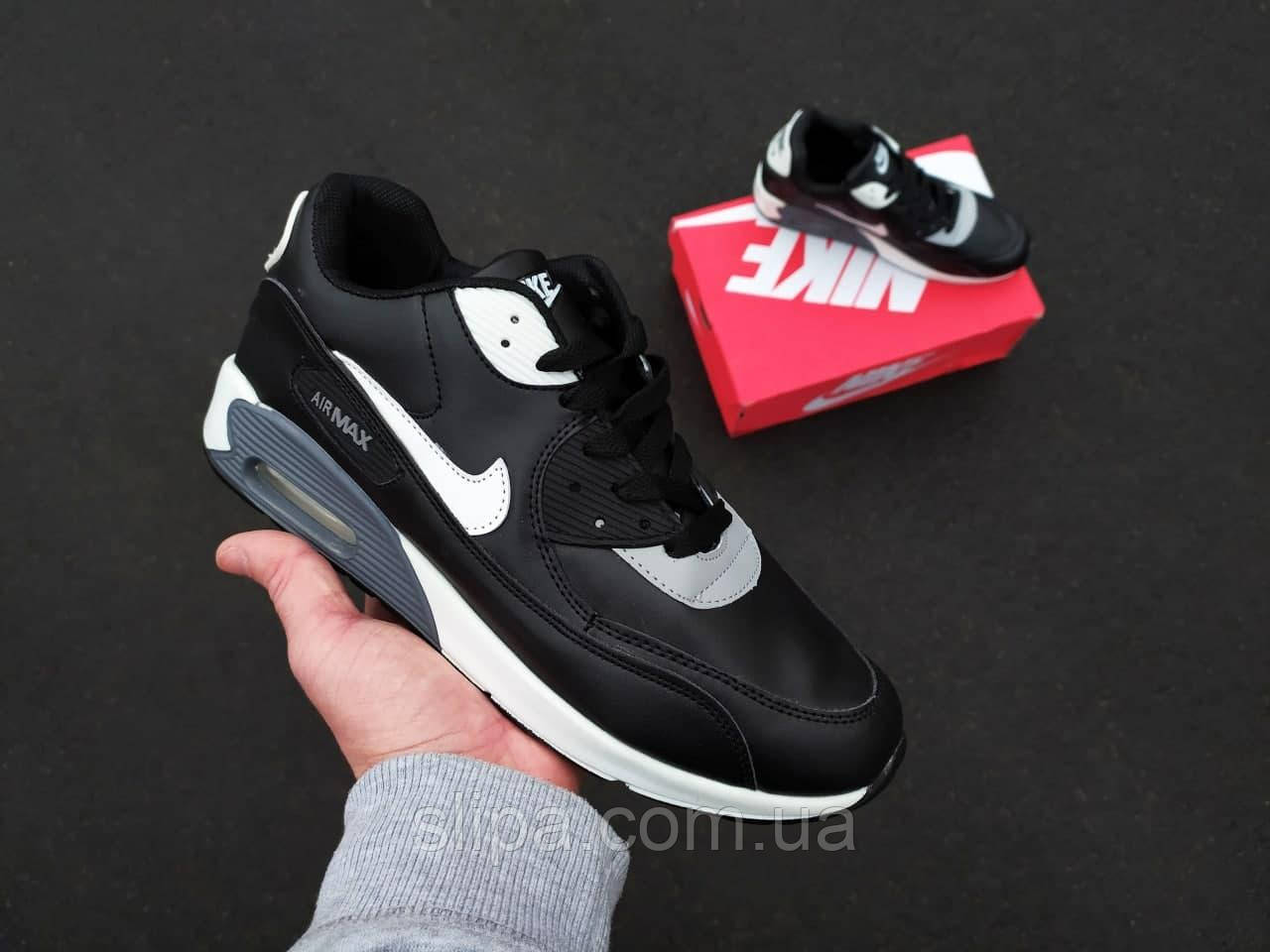 

Мужские кроссовки в стиле Nike Air Max 90 чёрные, Черный