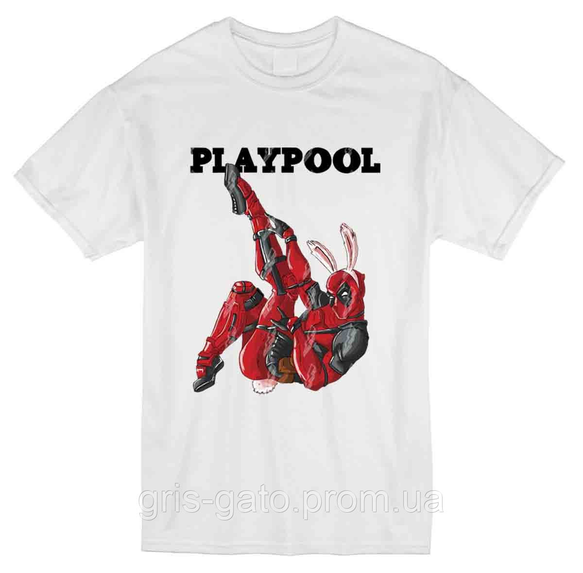 

​Футболка мужская, с принтом "Комикс Дэдпул Плейпул*Comics Deadpool Playpool" белая