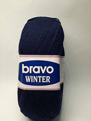 Пряжа для вязания Bravo winter (75% шерсть) темно синий