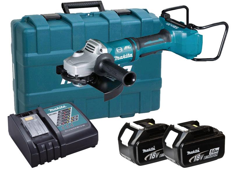 

Аккумуляторная бесщеточная болгарка Makita DGA900PT2 + 2 акб 18 V 5 Ah + з/у + кейс