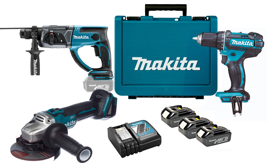 

Набор аккумуляторного инструмента Makita DLXMUA504 + 3 акб 18 V 3 Ah + з/у DC18RC + кейс