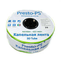Крапельна стрічка Presto-PS эмиттерная 3D Tube крапельниці через 20 см, витрата 2.7 л/год, довжина 2000 м (3D-20-2000), фото 1
