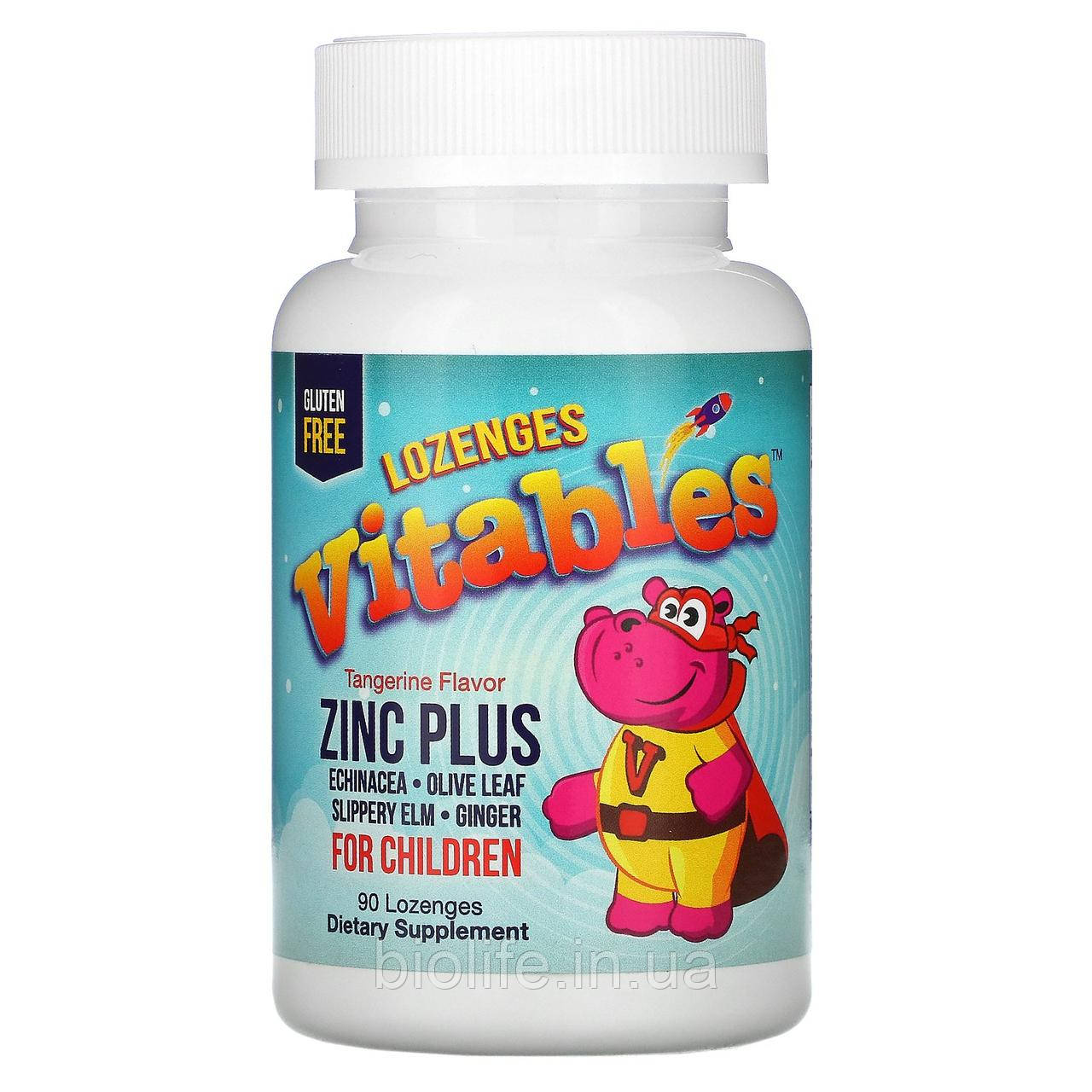 

Vitables, Zinc Plus, добавка с цинком для детей, мандариновый вкус, 90 пастилок