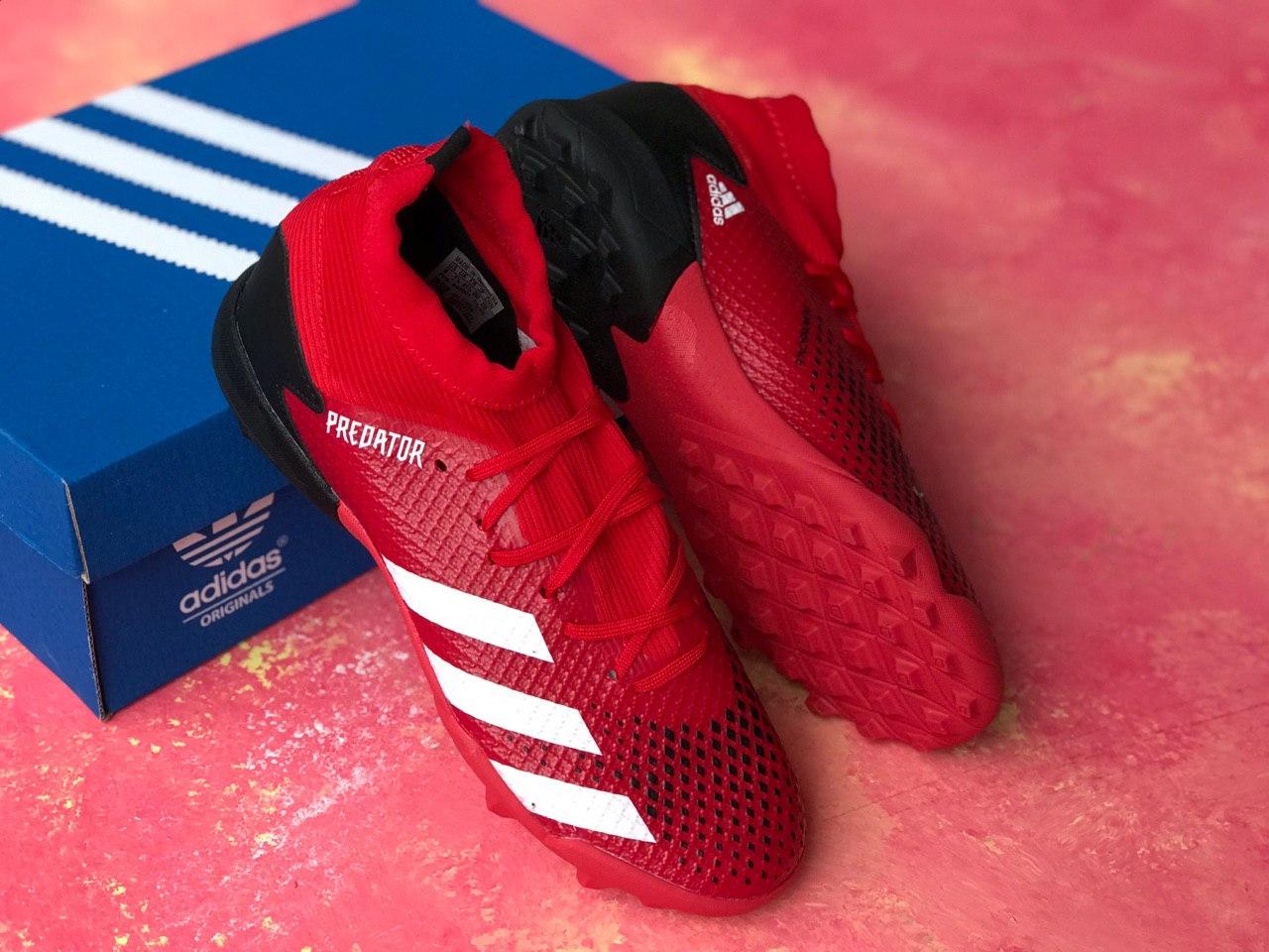 

Сороконожки Adidas Predator 20.3/ многошиповки адидас предатор с носком/футбольная обувь, Красный