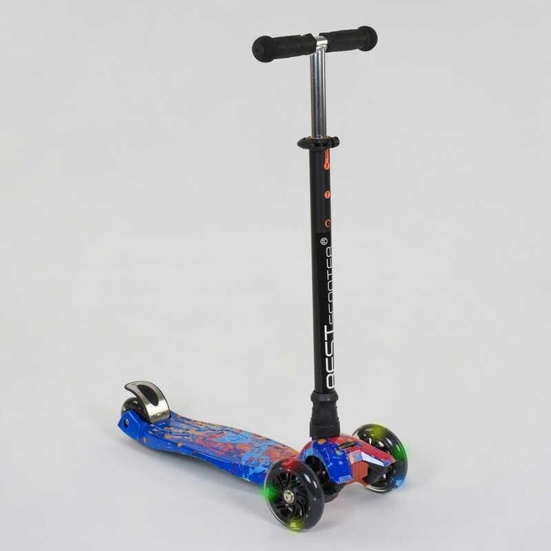 

Детский Самокат Кикборд Best Scooter Макси А, Свет Колес Синий