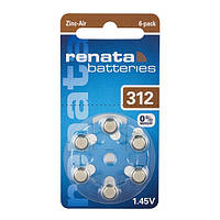 Батарейки Renata 312 для слухового апарату, 6 шт., фото 1
