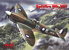 Британський винищувач Spitfire Mk. VIII. Збірна модель літака в масштабі 1/48. ICM 48067