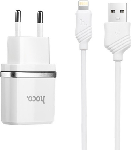 

Сетевое зарядное устройство HOCO C12 2USB 2.4A + Кабель Lightning White, Белый