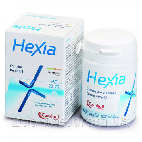 

Обезболивающая добавка Candioli Hexia Contains Hemp Oil с экстрактом босвеллии для собак и кошек, 20 шт