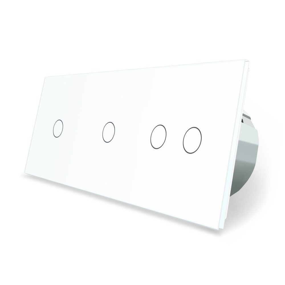 Сенсорный выключатель Livolo 4 канала (1-1-2) белый стекло (VL-C701/C701/C702-11)