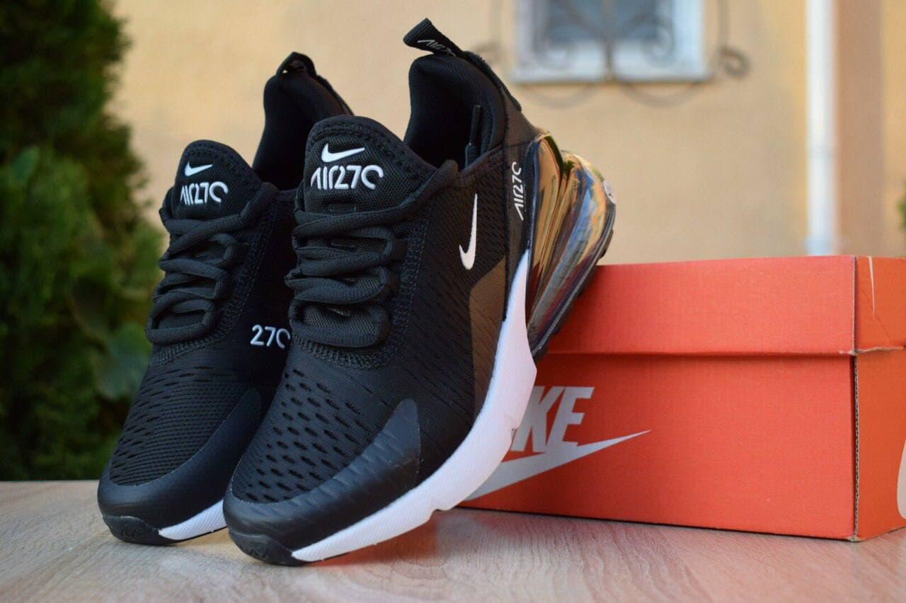 

Женские Кроссовки Nike Air Max 270 (чёрные с белым), Черно-белый