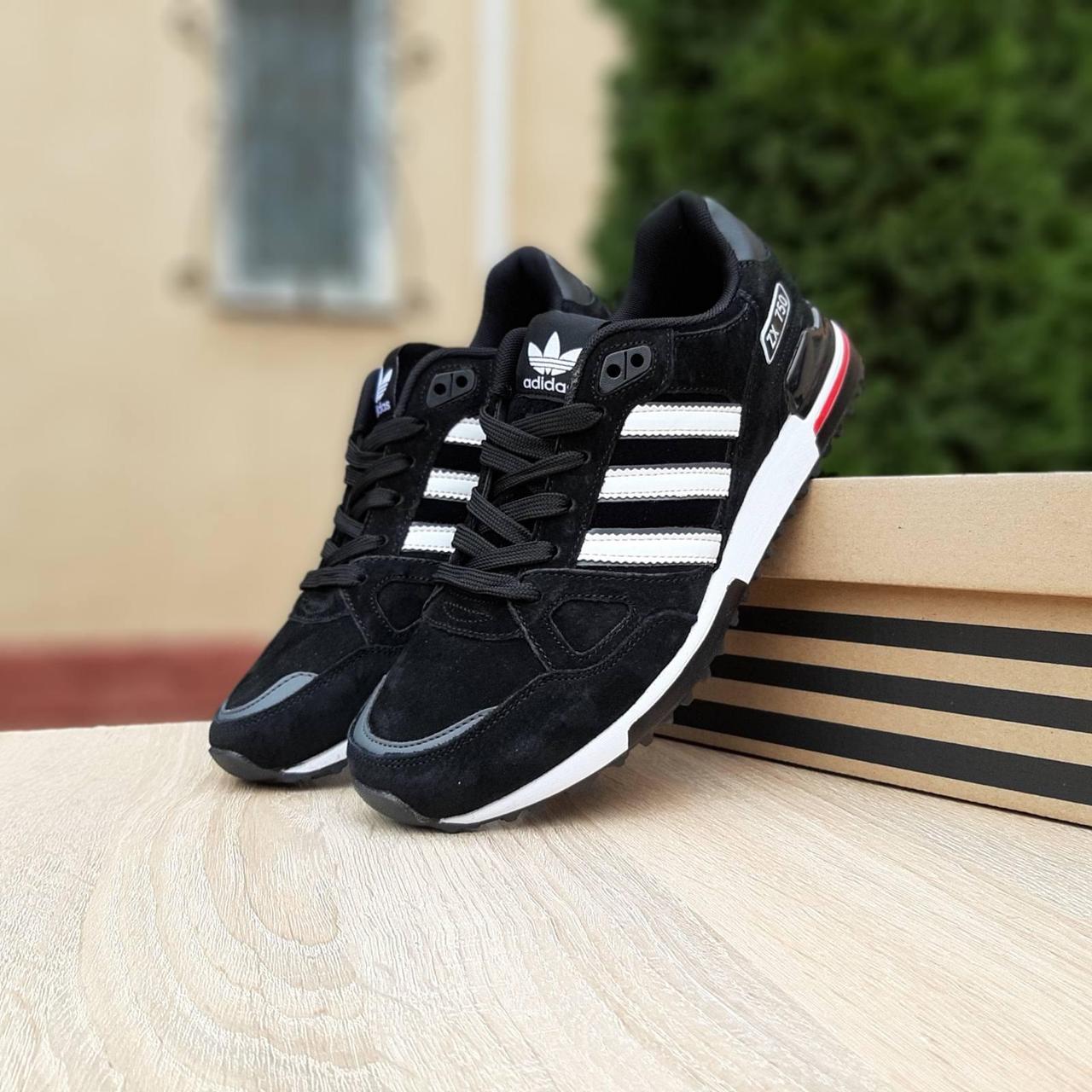 

Мужские кроссовки в стиле Adidas Адидас ZX 750, черные с белым 41 (26 см), Черно-белый