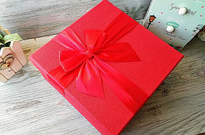 Коробка подарочная квадратная красная большая 190 * 190 * 95   мм, фото 2