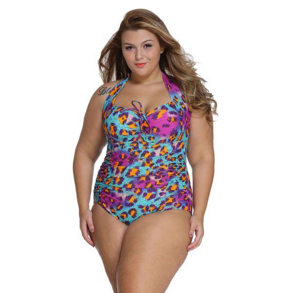 

Яркий леопардовый купальник Plus Size, Цветной
