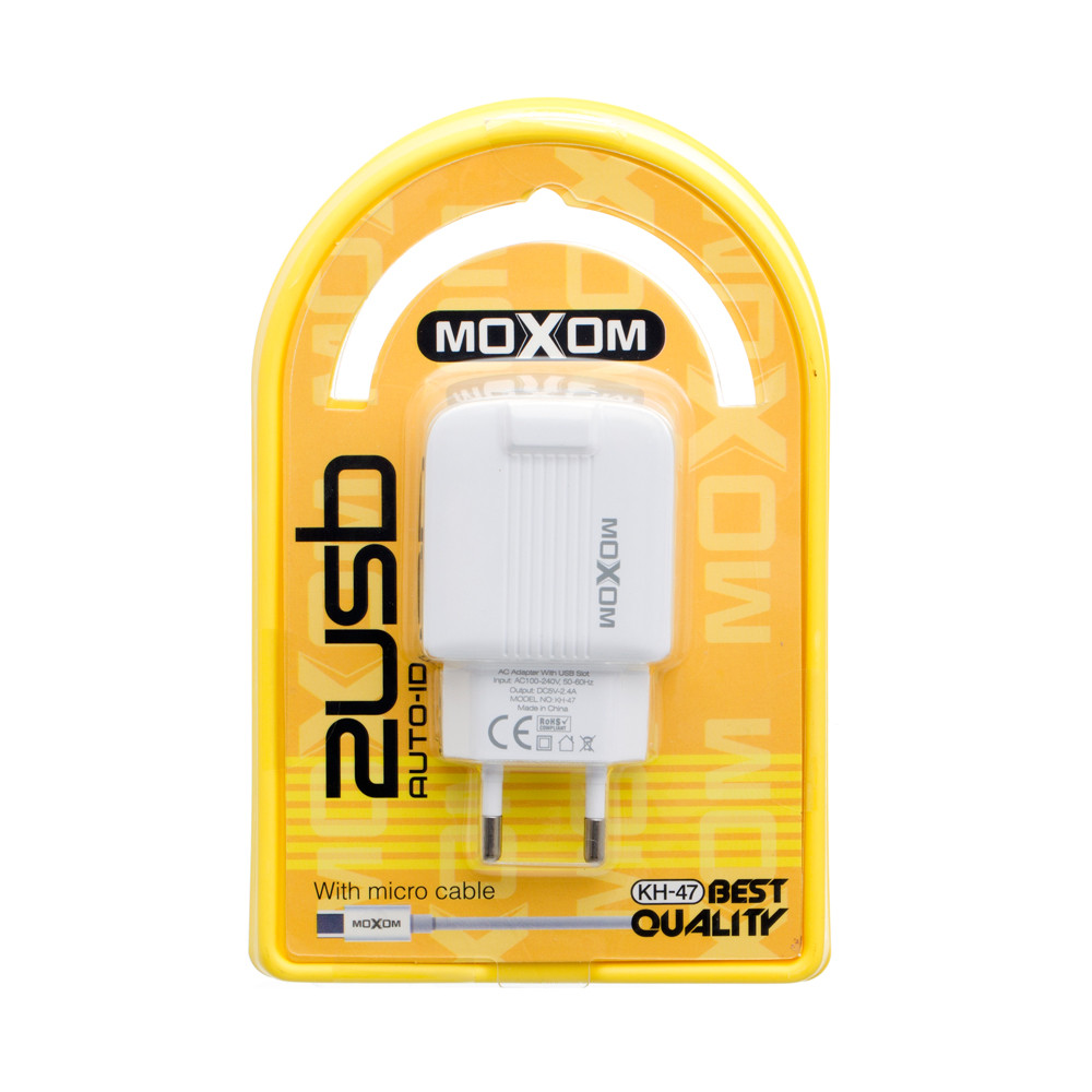 

Сетевое Зарядное Устройство Moxom KH-47 Micro 2USB (Белый)