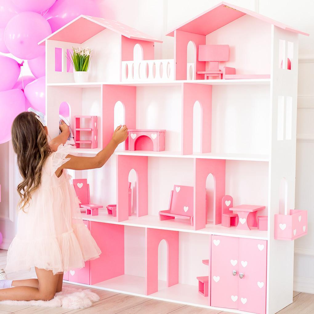 

Кукольный домик KiddyRoom 4 этажа Белый с розовым