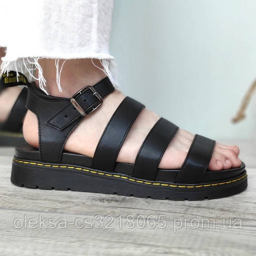 

Женские сандалии в стиле Dr. Martens Blaire Hydro Leather Gladiator Sandals, натуральная кожа, черный, Вьетнам 37