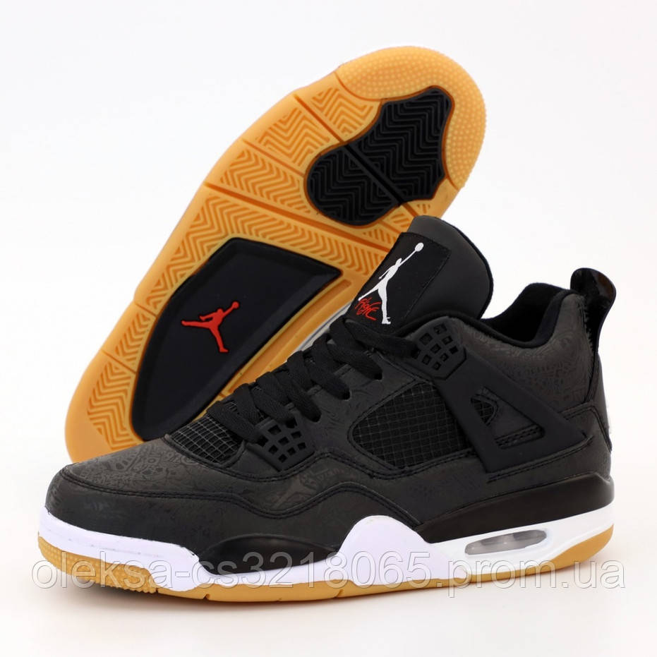 

Мужские кроссовки в стиле Nike Air Jordan 4 Retro, кожа, черный, Вьетнам 42