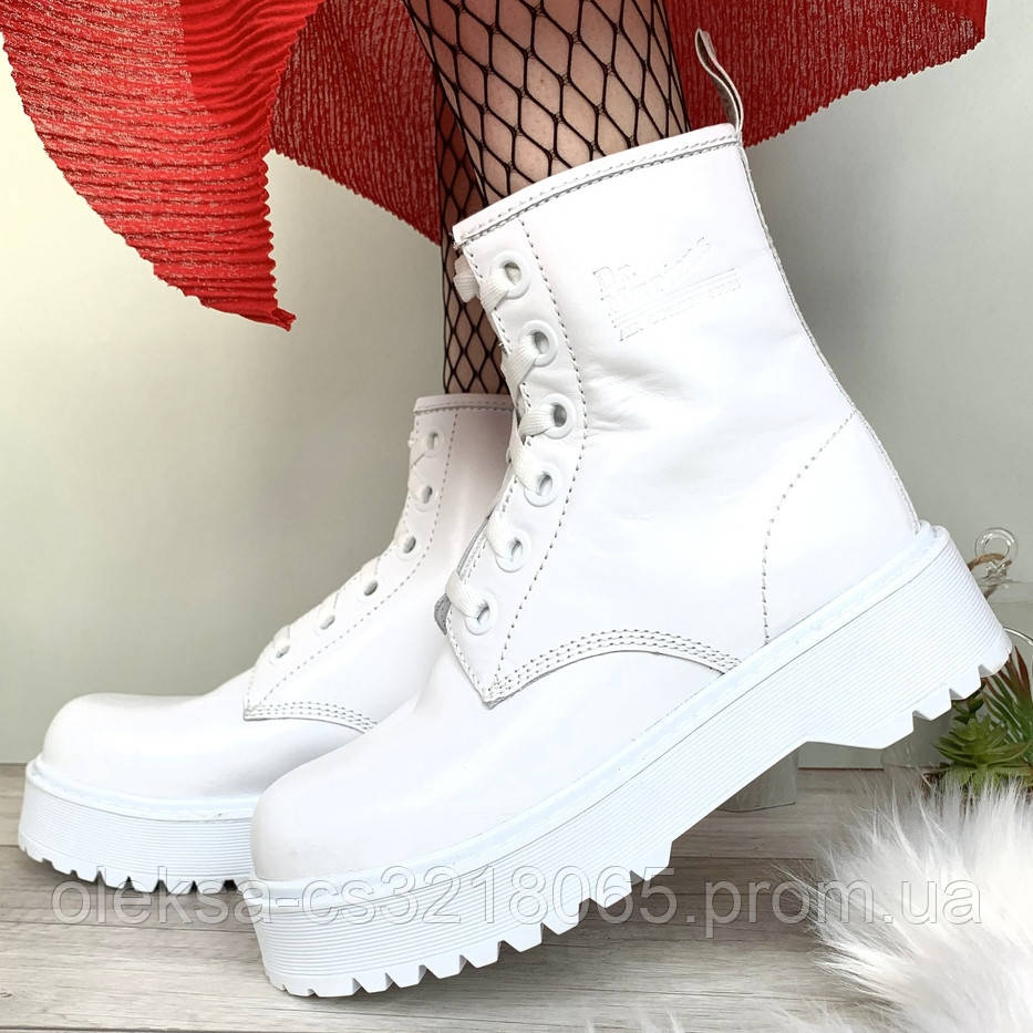 

Женские зимние ботинки в стиле Dr.Martens Molly, кожа, (с мехом), белый, Китай 37