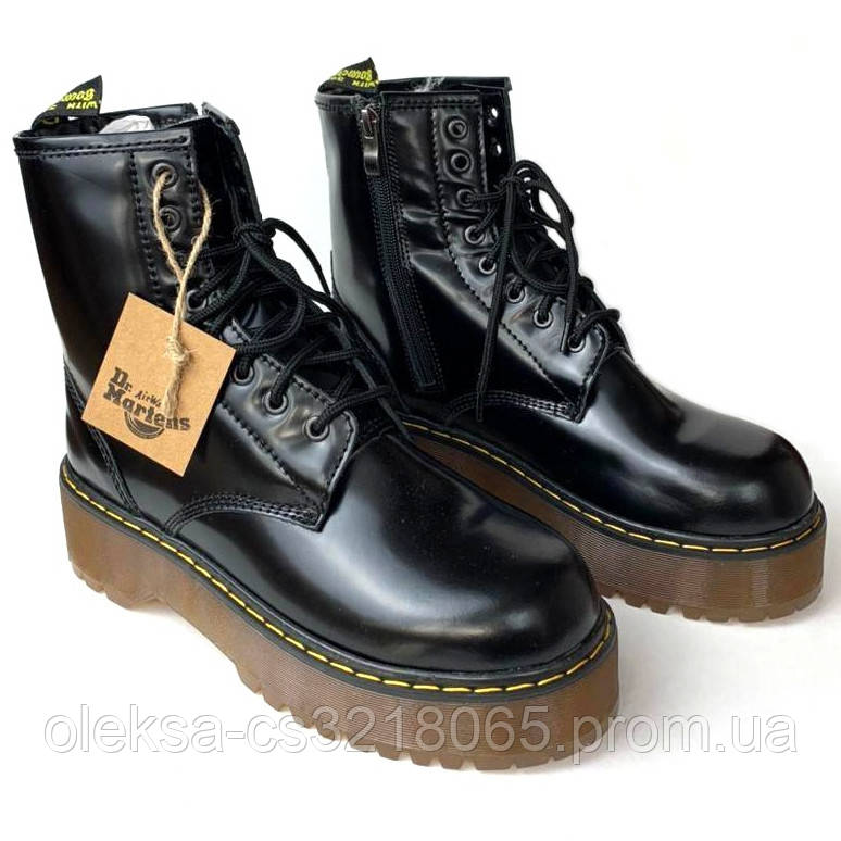 

Женские зимние ботинки в стиле Dr.Martens Jadon, кожа, (с мехом), черный, Китай