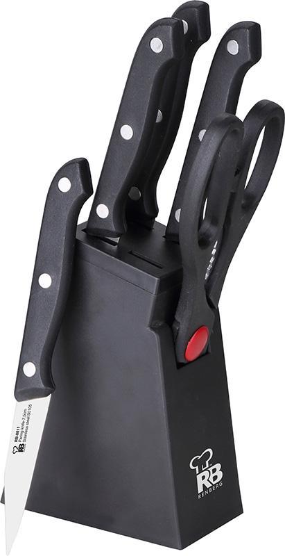 

Набор кухонных ножей Renberg Black Crystal 5 предметов на пластиковой подставке