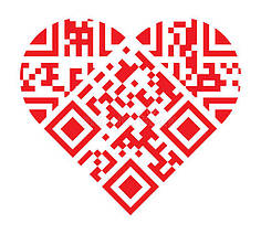 Наклейка на шар 18" Сердце QR-код красное