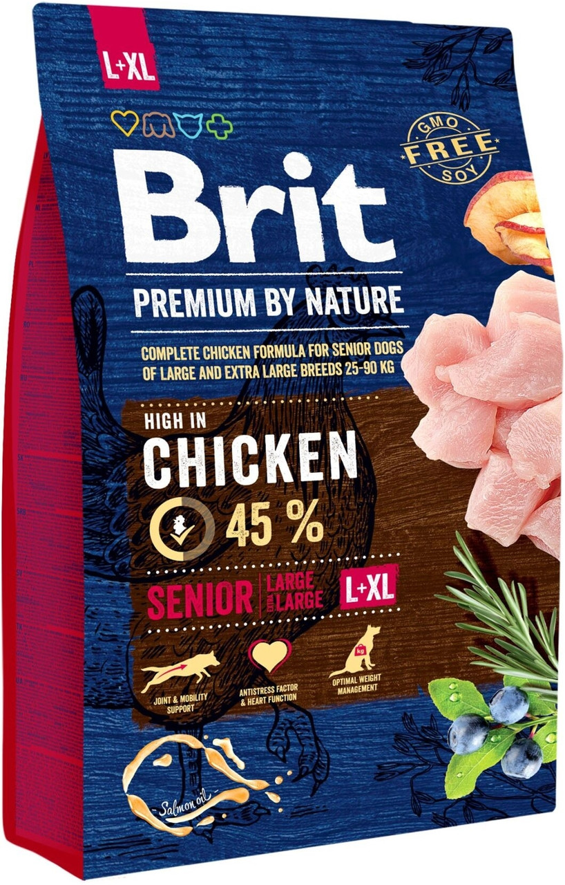 

Brit Premium by Nature Senior L+XL Сухой корм с курицей для пожилых собак крупных и гигантских пород 3 кг