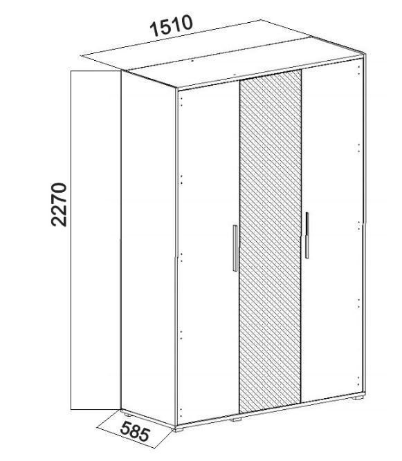 Шкаф гардероб Мирина 3Д размеры