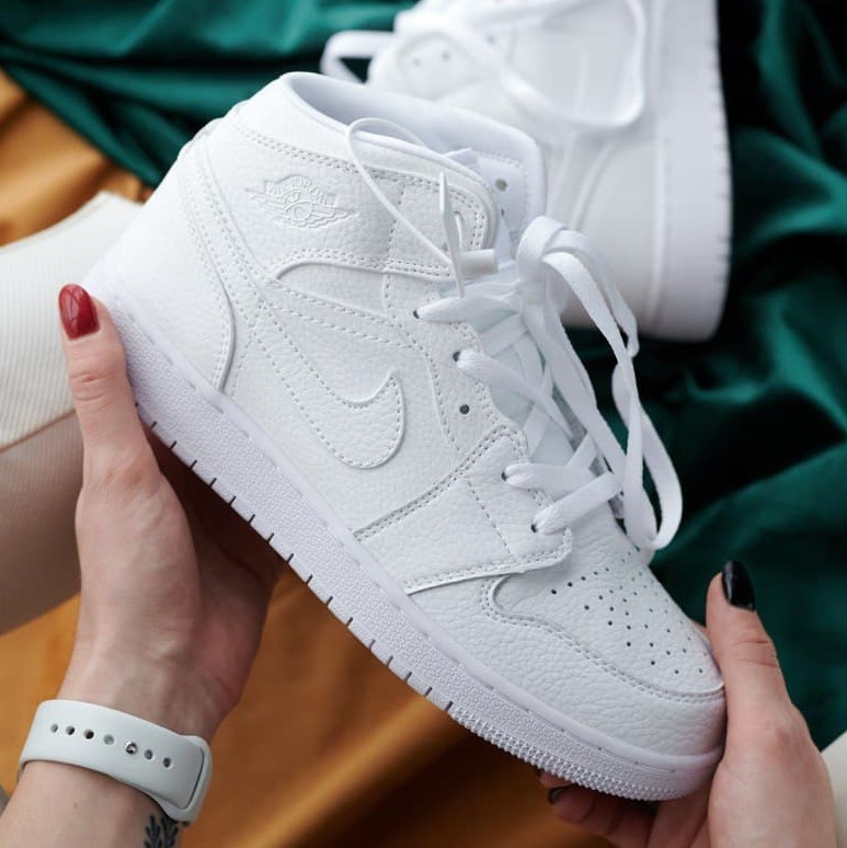 

Air JORDAN 1 High Mono White| кроссовки мужские и женские; полностью белые; высокие; найк 40, Белый