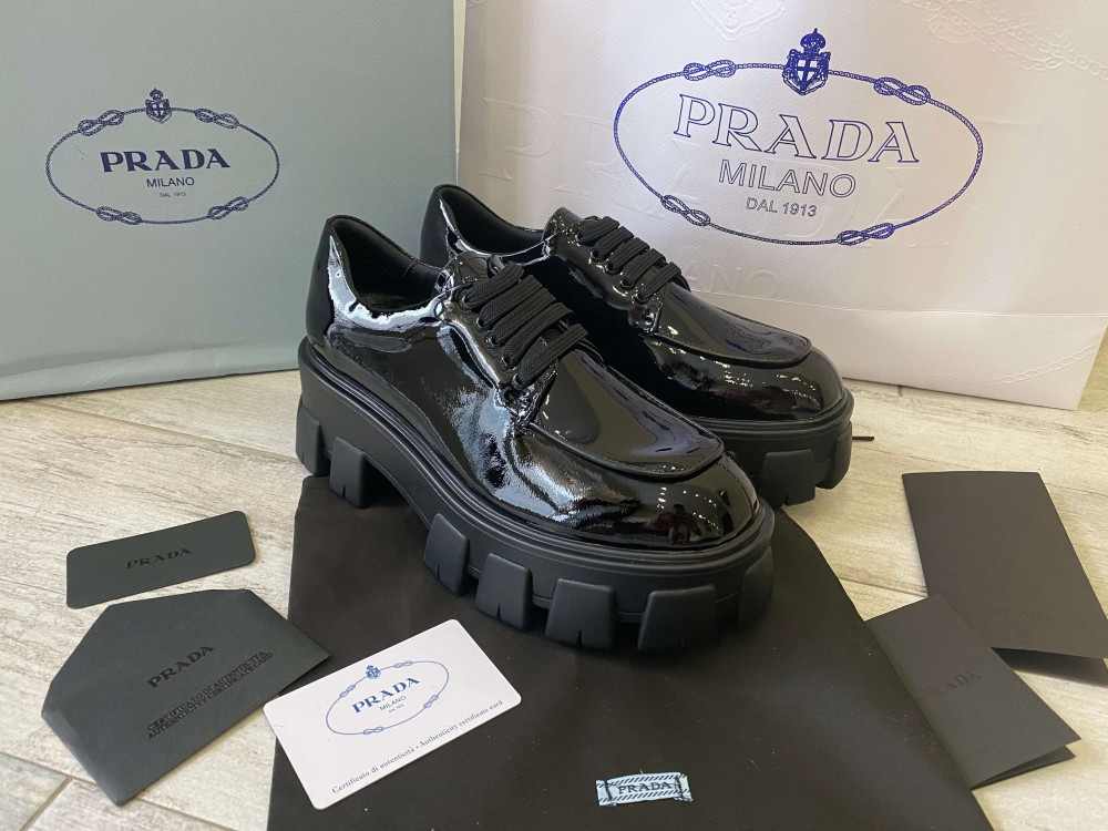 

Prada Monolith patent leather lace-up shoes