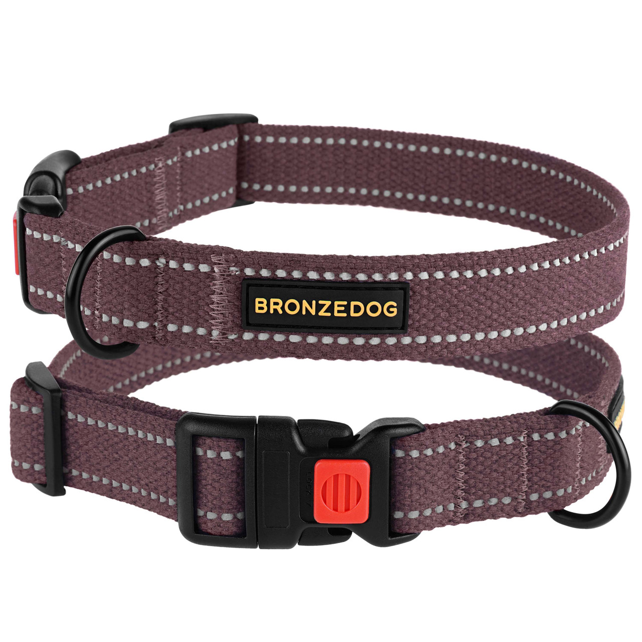 

Ошейник для Собак Bronzedog Сotton Рефлекторный х/б Брезент с Пластиковой Пряжкой Черри L