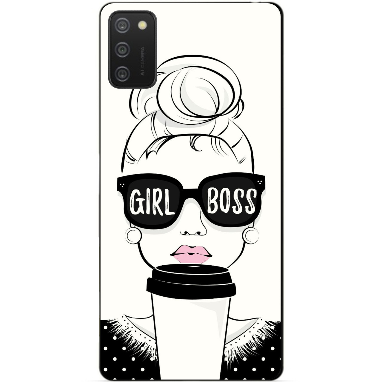 

Силиконовый бампер чехол для Samsung A02s с рисунком Girl Boss, Разные цвета