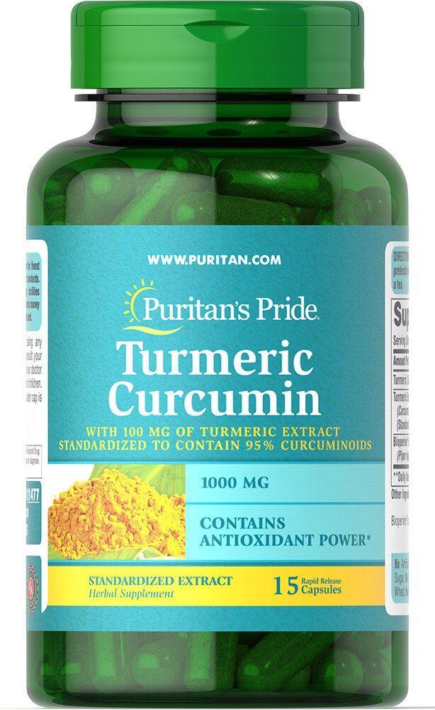 

Куркумин и биоперин, Turmeric Curcumin with Bioperine, Puritan's Pride, 1000 мг, 60 капсул