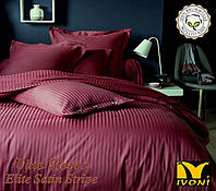Комплект 1-спальний Колекції "Elite Satin Stripe Vino Rosso". Страйп-Сатин (Туреччина). Бавовна 100%.