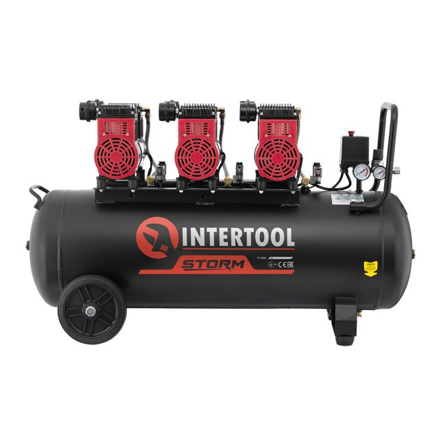 

Компрессор INTERTOOL PT-0028,100 л, 3x1.1кВт, 220В, 8атм, 480 л/мин, 1400 об/мин, безмасляный, 6 цилиндров