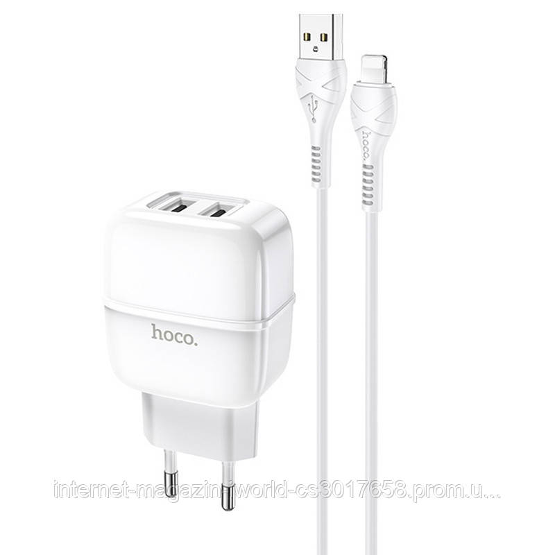 

СЗУ Hoco C77A (2USB/2.4A) + Lightning, Белый