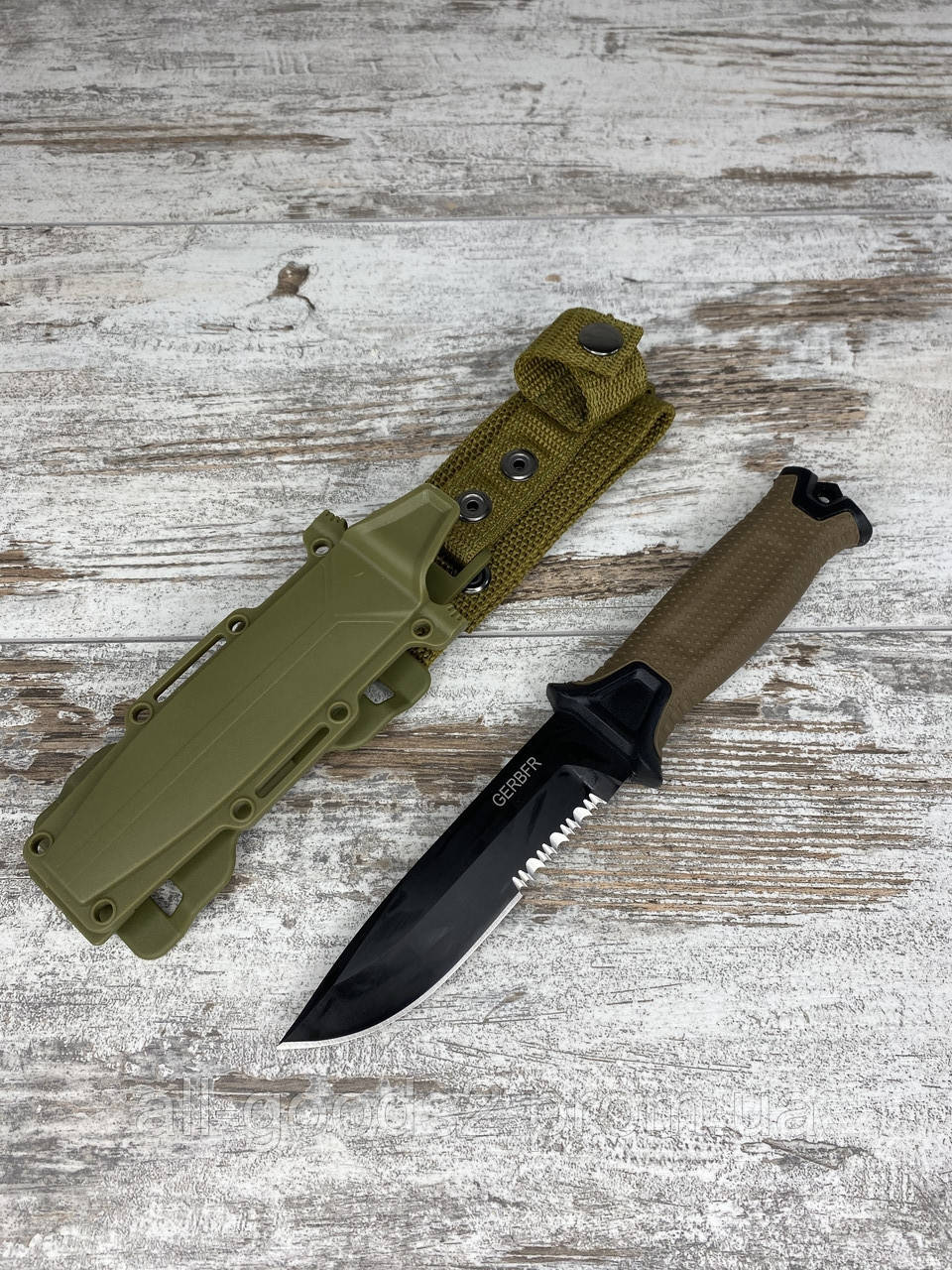 

Тактический нож Gerber 810. Нож для охоты, рыбалки и туризма. Охотничий нож. Нож для выживания. Нож в чехле, Коричневый