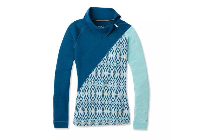 

Термофутболка Smartwool Women's Merino 250 Asym Top Nile Blue Medallion (C17), L, Deep navy/purple mist (a70)
