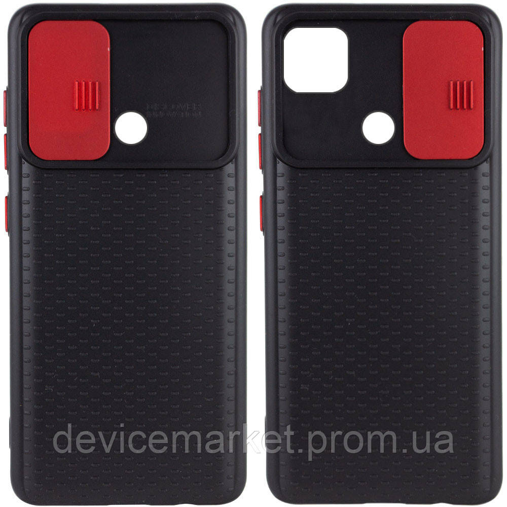 

Чехол Camshield Black TPU со шторкой защищающей камеру для Xiaomi Redmi 9C, Черный / красный