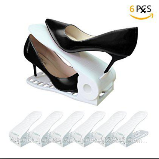 

Двойная подставка для обуви SHOES HOLDER КОРОБКА 6 штук в коробке практичный органайзер для дома., Белый