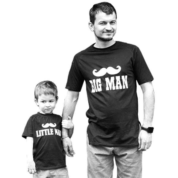 

Комплект футболок удлиненных для папы и его сына "big man little man" Family look