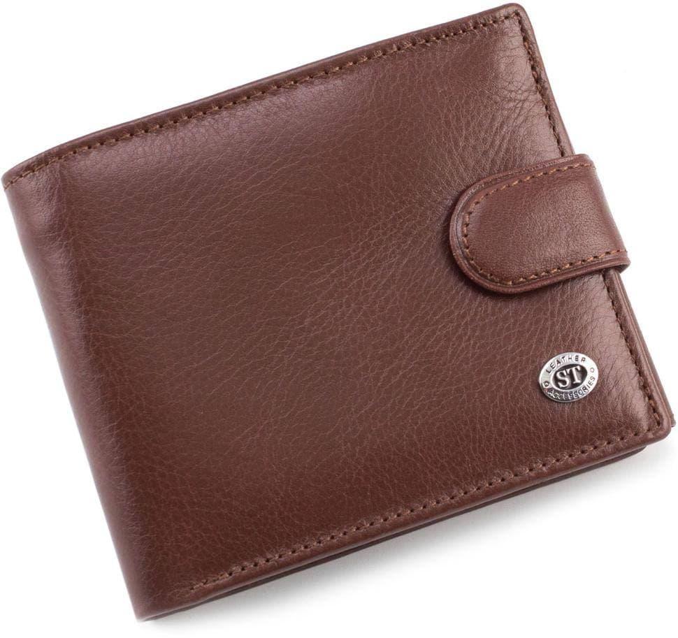 

Мужской кожаный кошелек коричневого цвета ST Leather, Коричневый