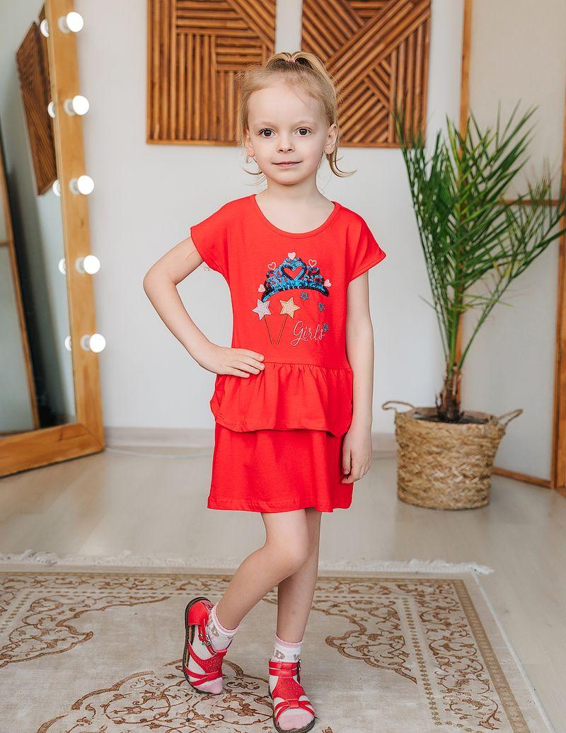 

Детское платье для девочки Paty Kids корона паетки красный 31354