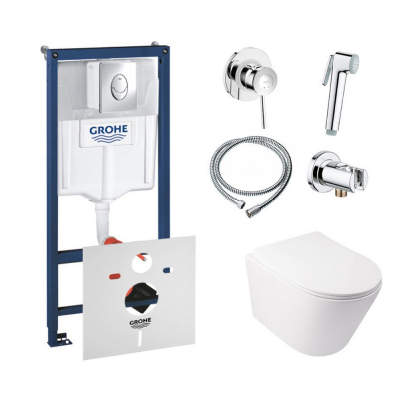 

Комплект инсталляции для подвесного унитаза Grohe Rapid SL 38721001. Инсталляционная система с унитазом, душем