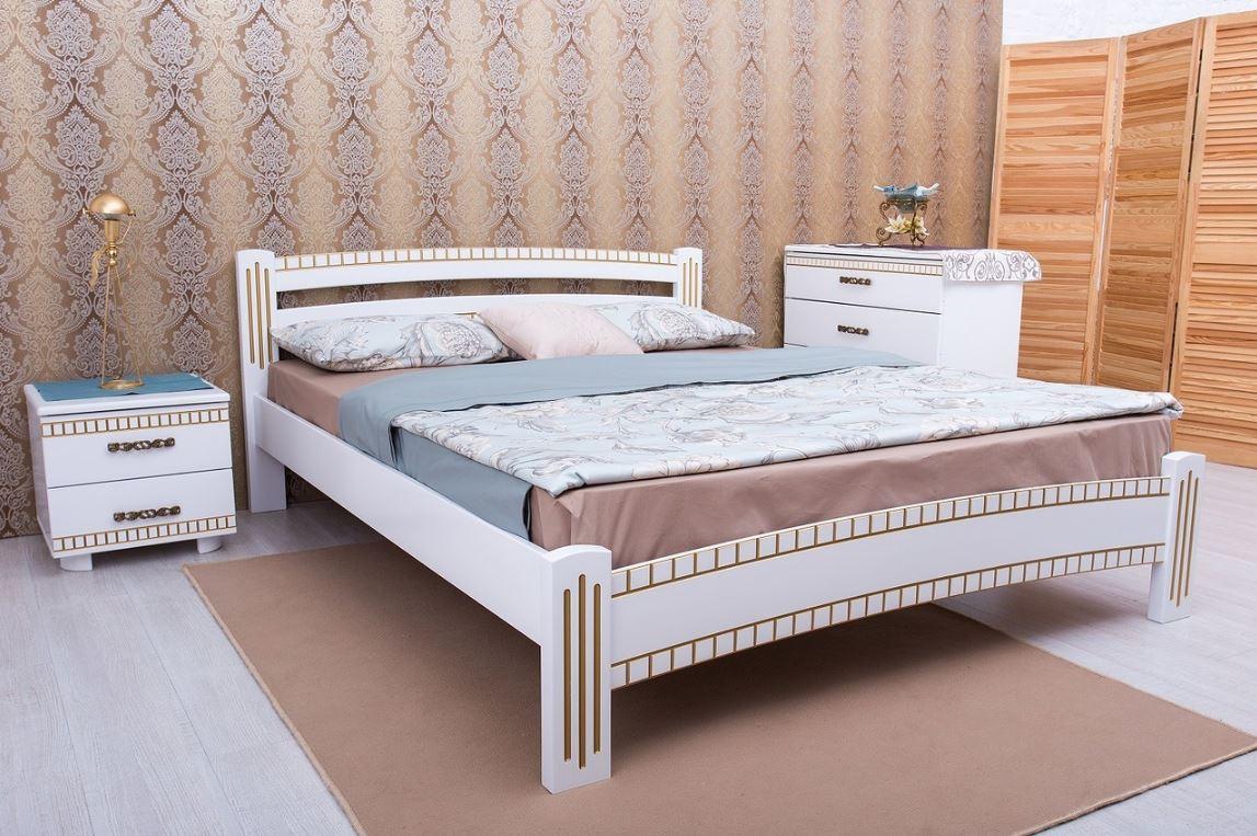 

Кровать полуторная Милана Люкс с фрезеровкой 1400х1900(2000) мм, белый+патина золото