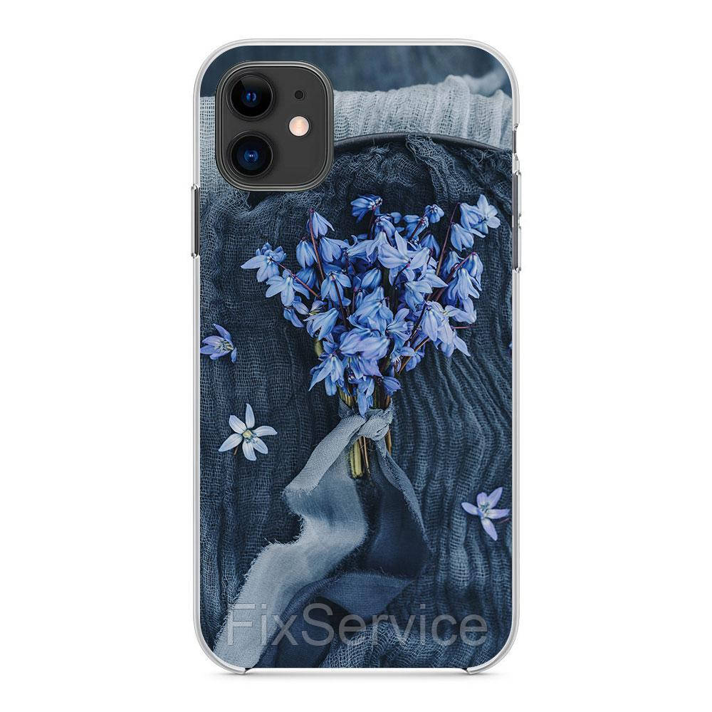 

Чехол силиконовый Flowers для Apple iPhone 11 (Tender blue flowers)