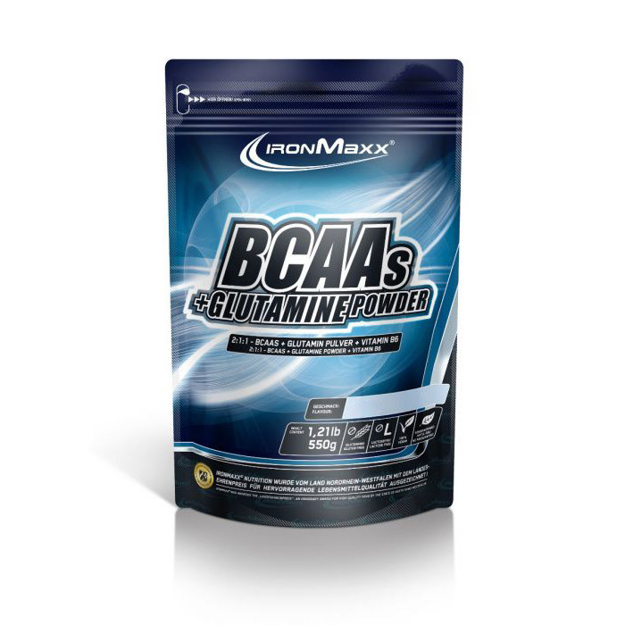 

BCAA IronMaxx BCAAs + Glutamine Powder, 550 грамм - пакет Лесные фрукты