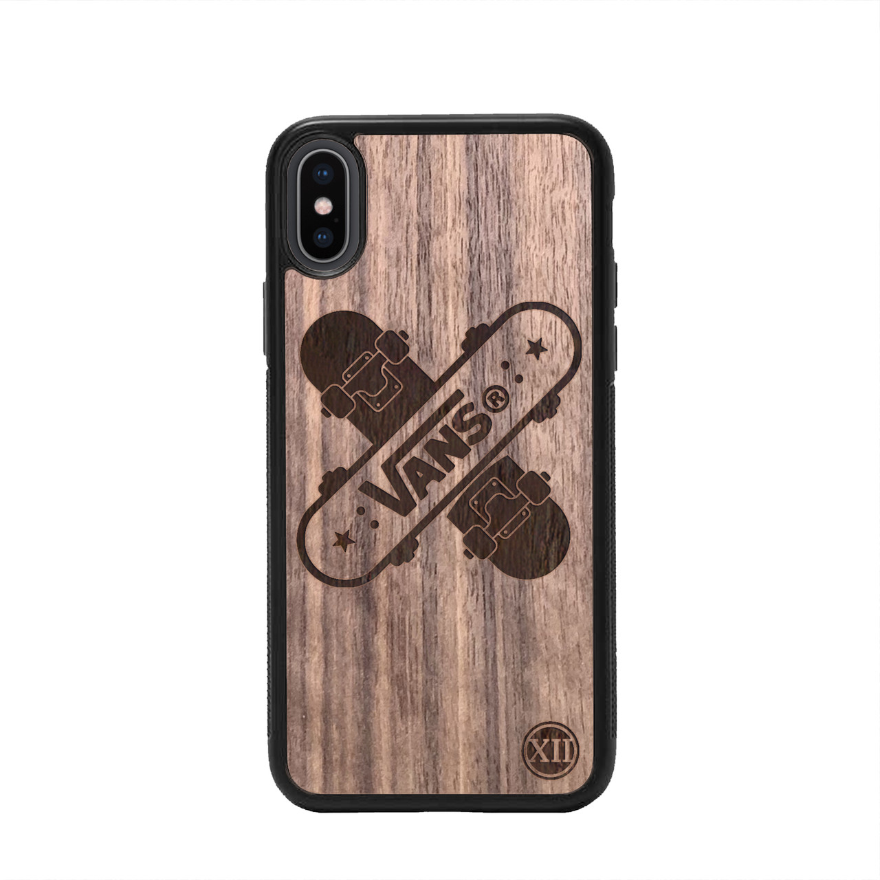 

Чохол silicone case iPhone. Скейтборд Vans. Натуральне дерево. Американський Горіх, Черный