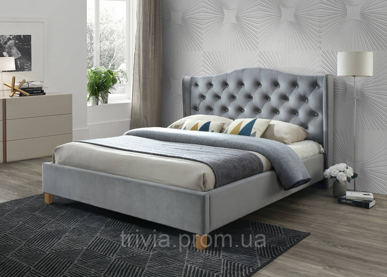 

Двуспальная кровать Signal Aspen Velvet 160X200 Серый ASPENV160SZD, КОД: 1638064