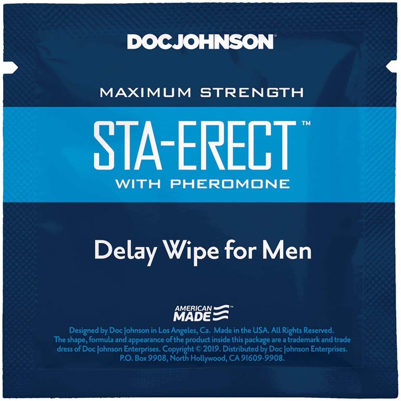 

Пролонгирующая салфетка Doc Johnson Sta-Erect Delay Wipe For Men с феромонами